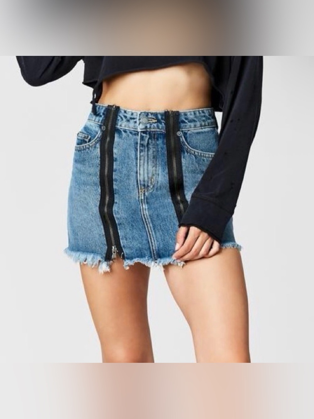 Carmar Odessa Double Zip Denim Jean Skirt 25